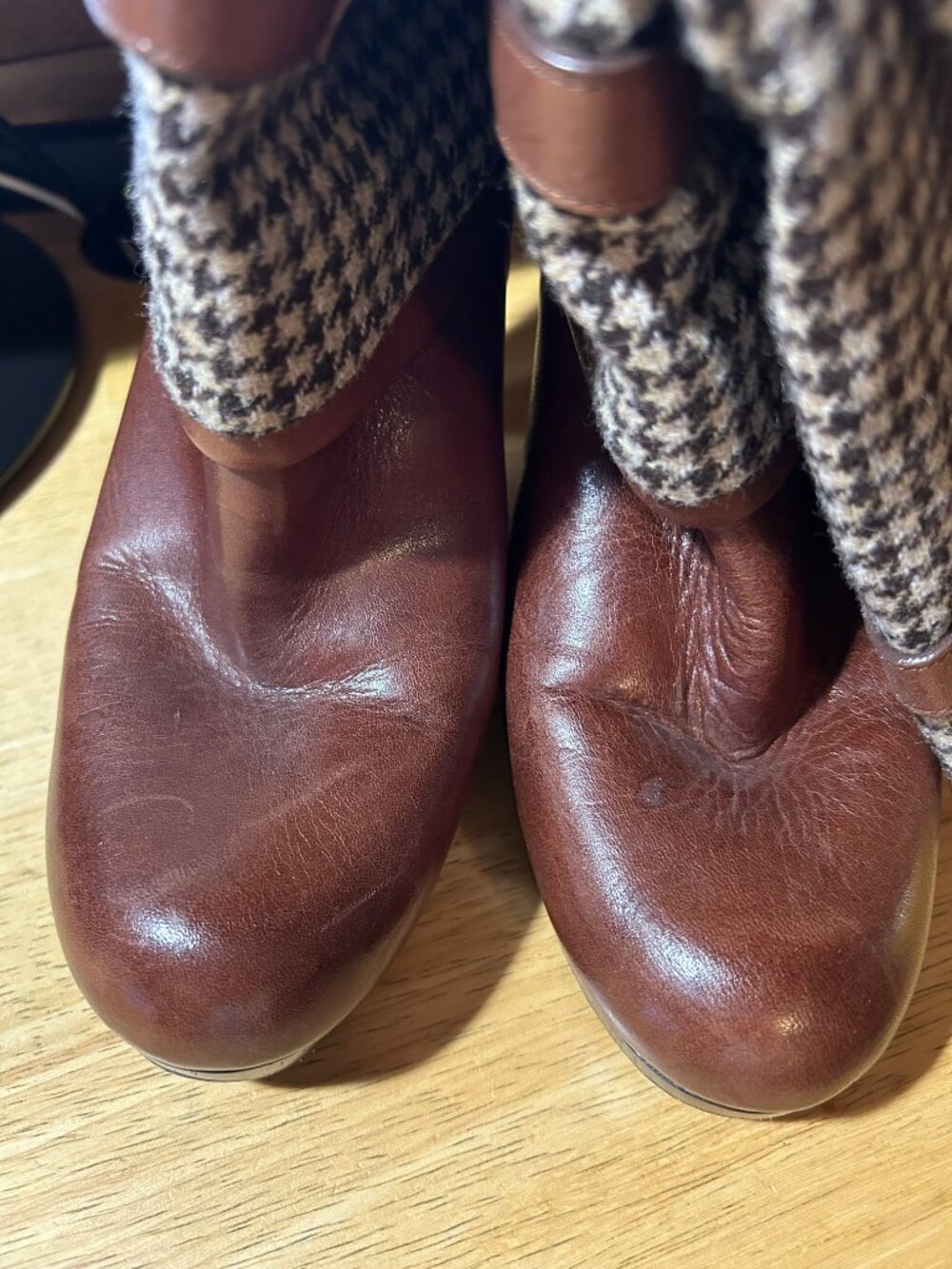 Womens Cole Haan x Nike Air Kennedy Brown Houndstooth Wool Leather Boots 9.5​ - Picture 13 of 13
